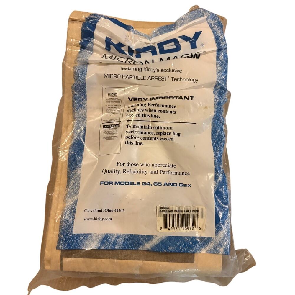 Kirby Micron Magic Vacuum Bags G4 G5 Gsix 8 Pack Open Package